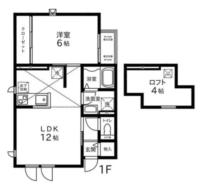 京王井の頭線 神泉駅 徒歩6分 2階建 築9年(1LDK/1階)の間取り写真