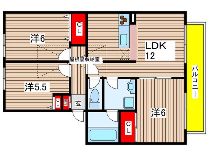 コージーコート(3LDK/2階)の間取り写真