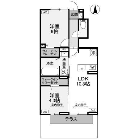 ハイトラスト B(2LDK/1階)の間取り写真
