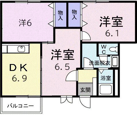 ツインマ-クヒルズB(3DK/1階)の間取り写真
