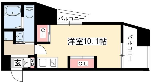 ライブコート千種(ワンルーム/9階)の間取り写真
