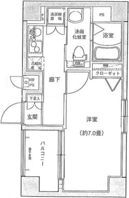 ヴェルト亀戸(1K/8階)の間取り写真