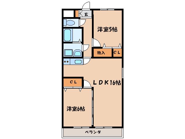 メゾンカワグチ(2LDK/2階)の間取り写真