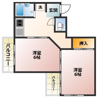 ドミール光陽(2DK/3階)の間取り写真