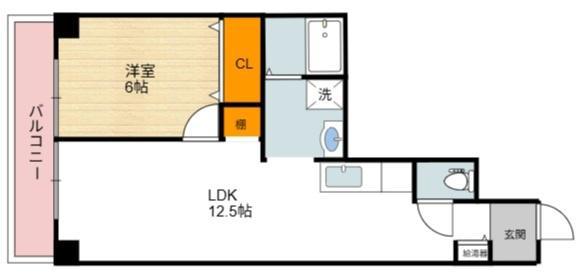 ハイネス白萩(1LDK/4階)の間取り写真