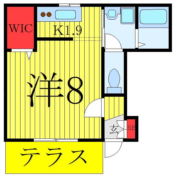 グランデュオI(1K/1階)の間取り写真