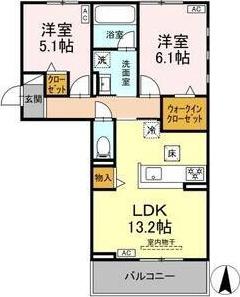 コラボ 北宿(2LDK/1階)の間取り写真