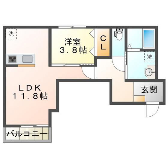 AKATSUKI RESIDENCE 久居野村(1LDK/3階)の間取り写真