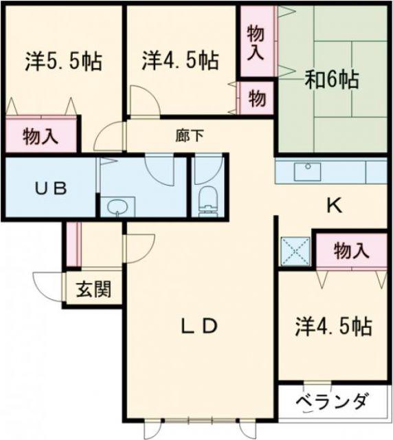 エンドレス五稜郭A棟(4LDK/2階)の間取り写真