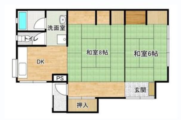 冨永ビル(2DK/1階)の間取り写真