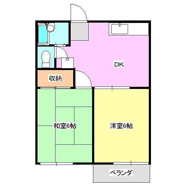 ローズガーデン(2DK/2階)の間取り写真