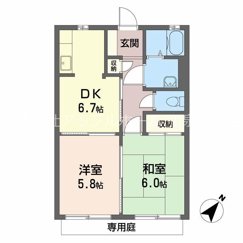ハイム 穴師の里(2DK/1階)の間取り写真