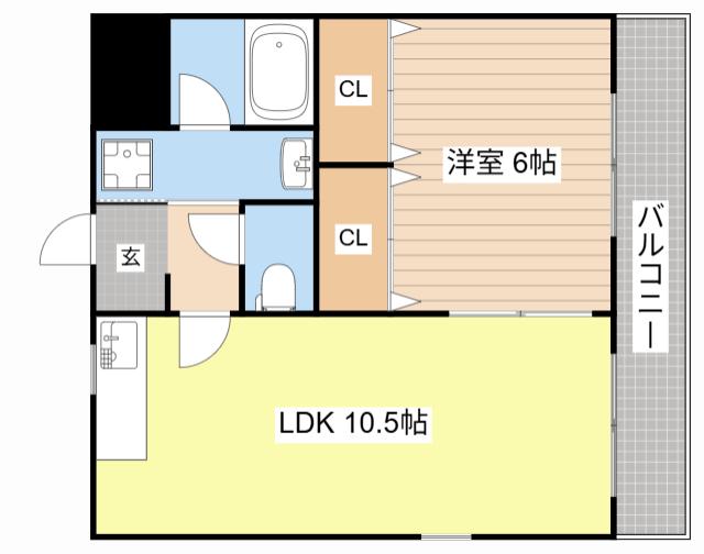 ポレールさかえ(1LDK/4階)の間取り写真