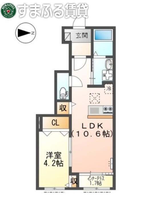 クローバー(1LDK/1階)の間取り写真