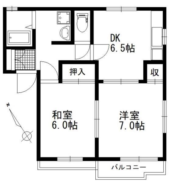 エスポワール(2DK/2階)の間取り写真