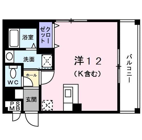 チェリーメゾンII番館(ワンルーム/2階)の間取り写真