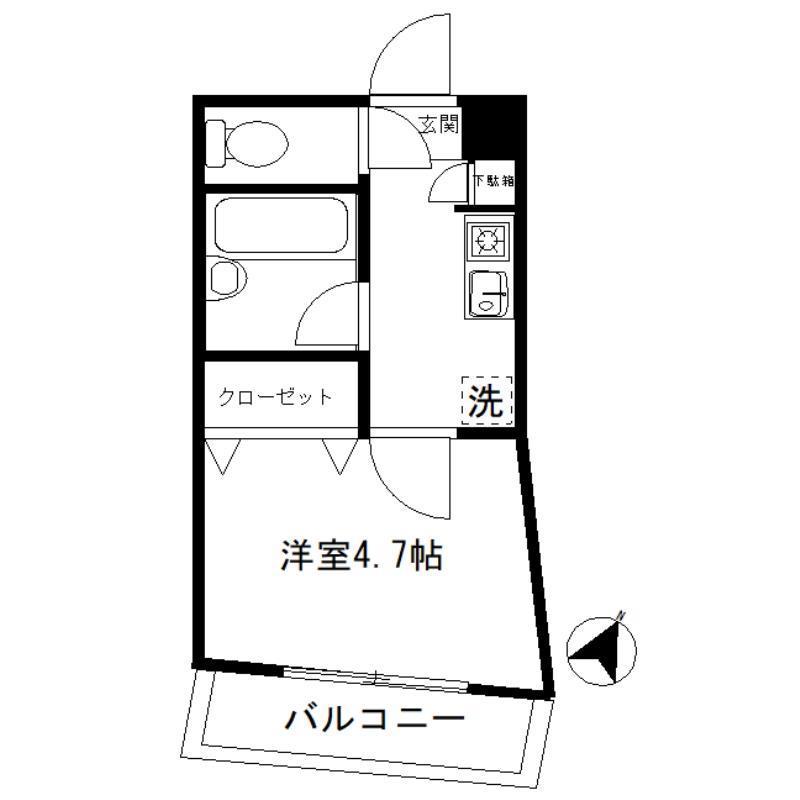 ワンシーバード(1K/2階)の間取り写真