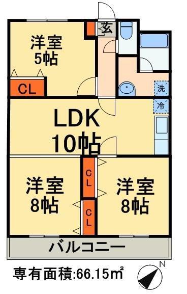 T S GARDEN新検見川III(2LDK/2階)の間取り写真