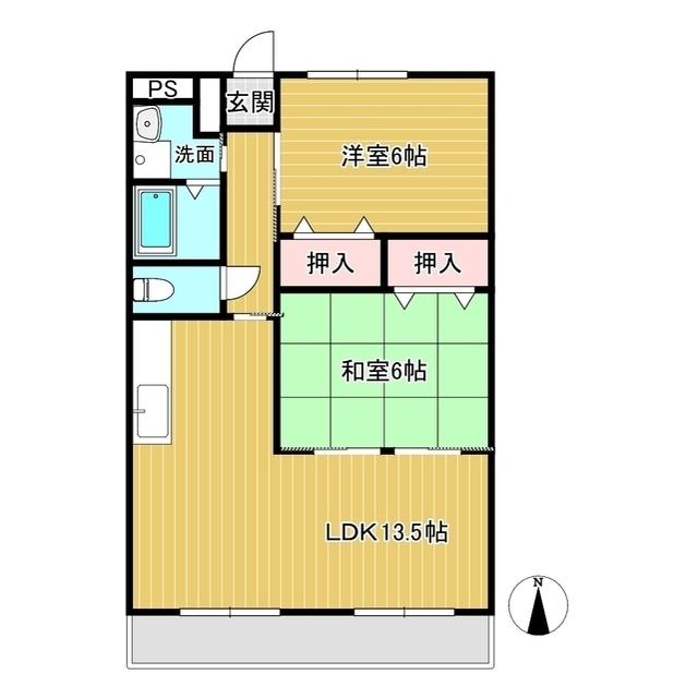 カレントすさい(2LDK/1階)の間取り写真