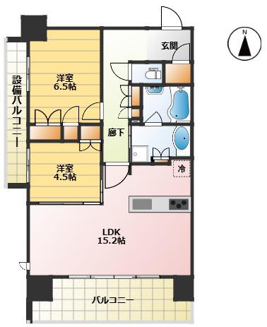 サンクレーア金山(2LDK/2階)の間取り写真