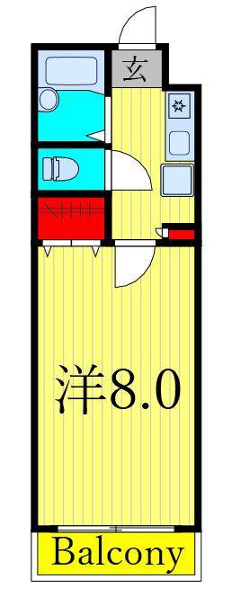 東京メトロ東西線 葛西駅 徒歩11分 4階建 築27年(1K/1階)の間取り写真