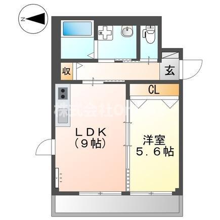 ユニヴァリイ オリゼー(1LDK/2階)の間取り写真