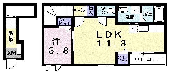 カーサ・ドマーニ・アオイI(1LDK/2階)の間取り写真