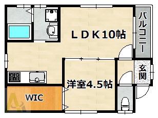 メゾンすみれ(1LDK/2階)の間取り写真