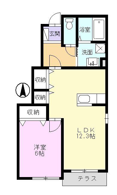 ジェミニ(1LDK/1階)の間取り写真