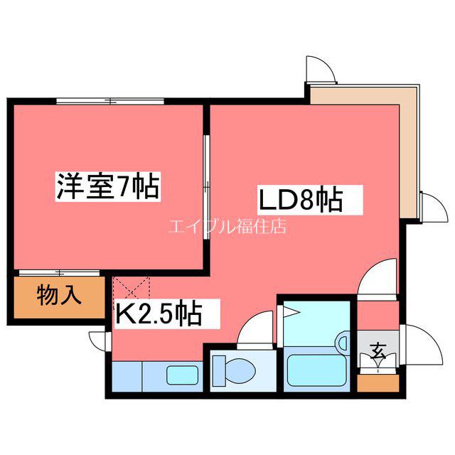 ウエストヒルズ(1LDK/2階)の間取り写真