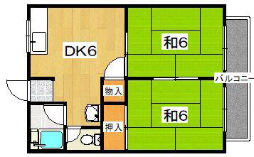 エコート藤原A棟(2DK/1階)の間取り写真