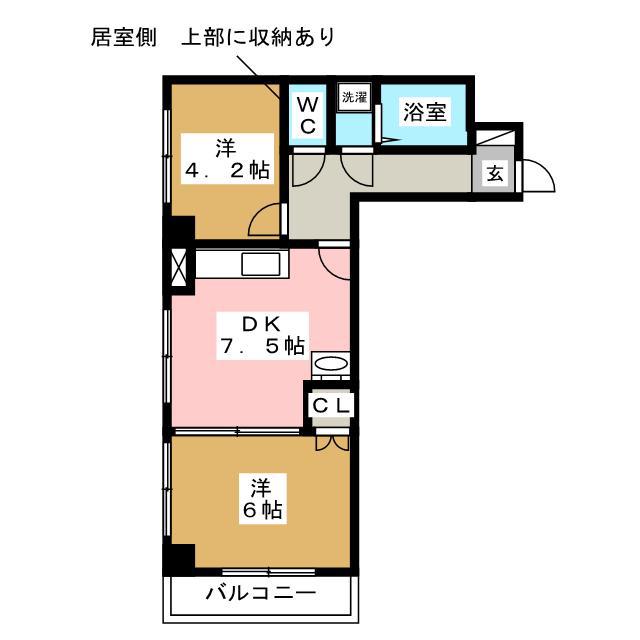 ヴィラジュクリー(2DK/1階)の間取り写真