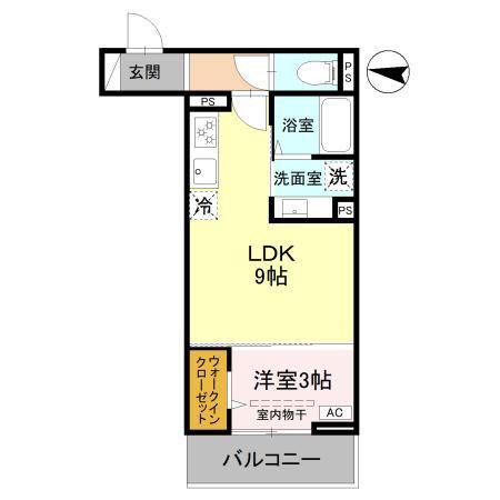 DーSERENO北野(1LDK/2階)の間取り写真