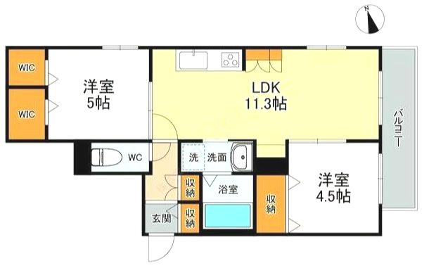 ヴィステリオ(2LDK/2階)の間取り写真