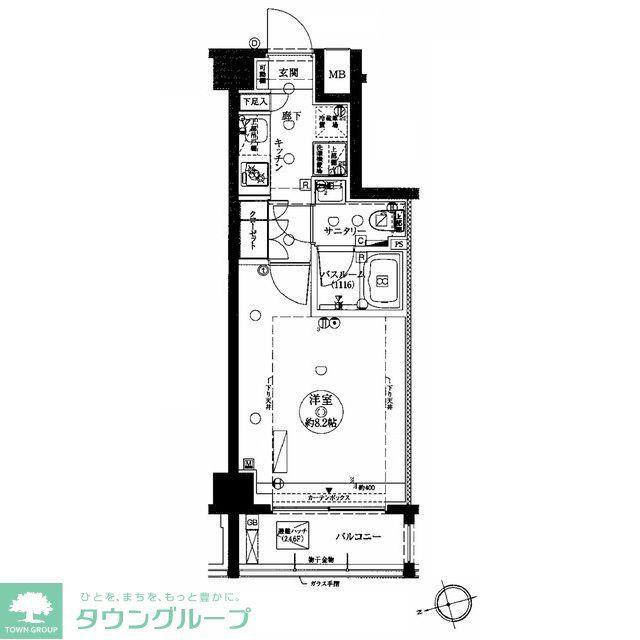 クレヴィスタ大森西(1K/6階)の間取り写真