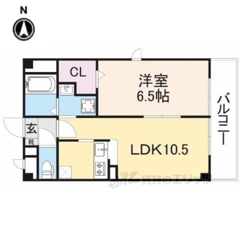 アンプルールフェールベレーザ(1LDK/1階)の間取り写真