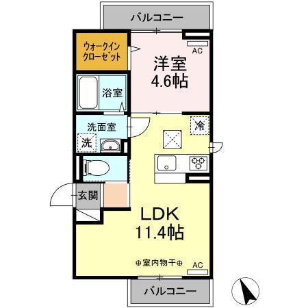 Dフラット大和田(1LDK/1階)の間取り写真