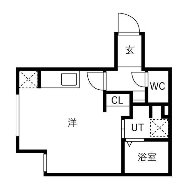 マレッセエクラ桑園(1K/1階)の間取り写真