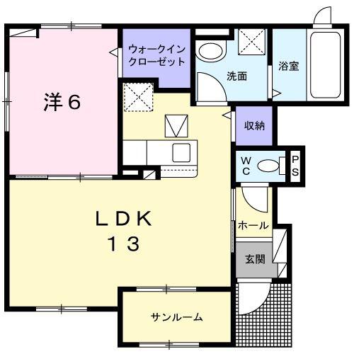 レゼール I(1LDK/1階)の間取り写真