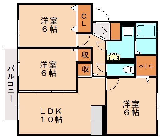 ラフィーネ水巻C棟(3LDK/2階)の間取り写真