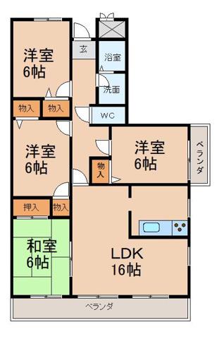 グランメール西高松(4LDK/4階)の間取り写真