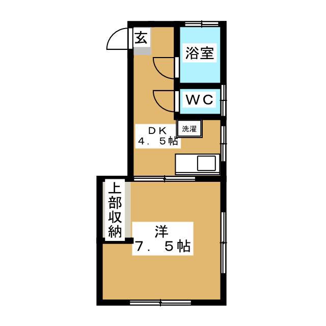 なかね荘(1DK/1階)の間取り写真