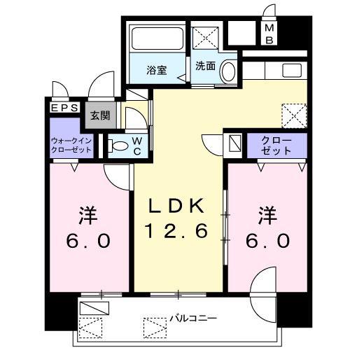 プラシード北円山(2LDK/8階)の間取り写真