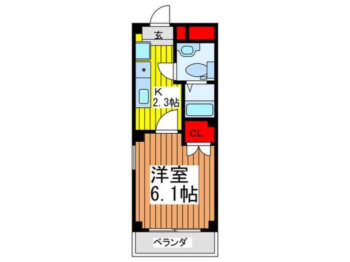 ツインクレスト童夢II(1K/2階)の間取り写真
