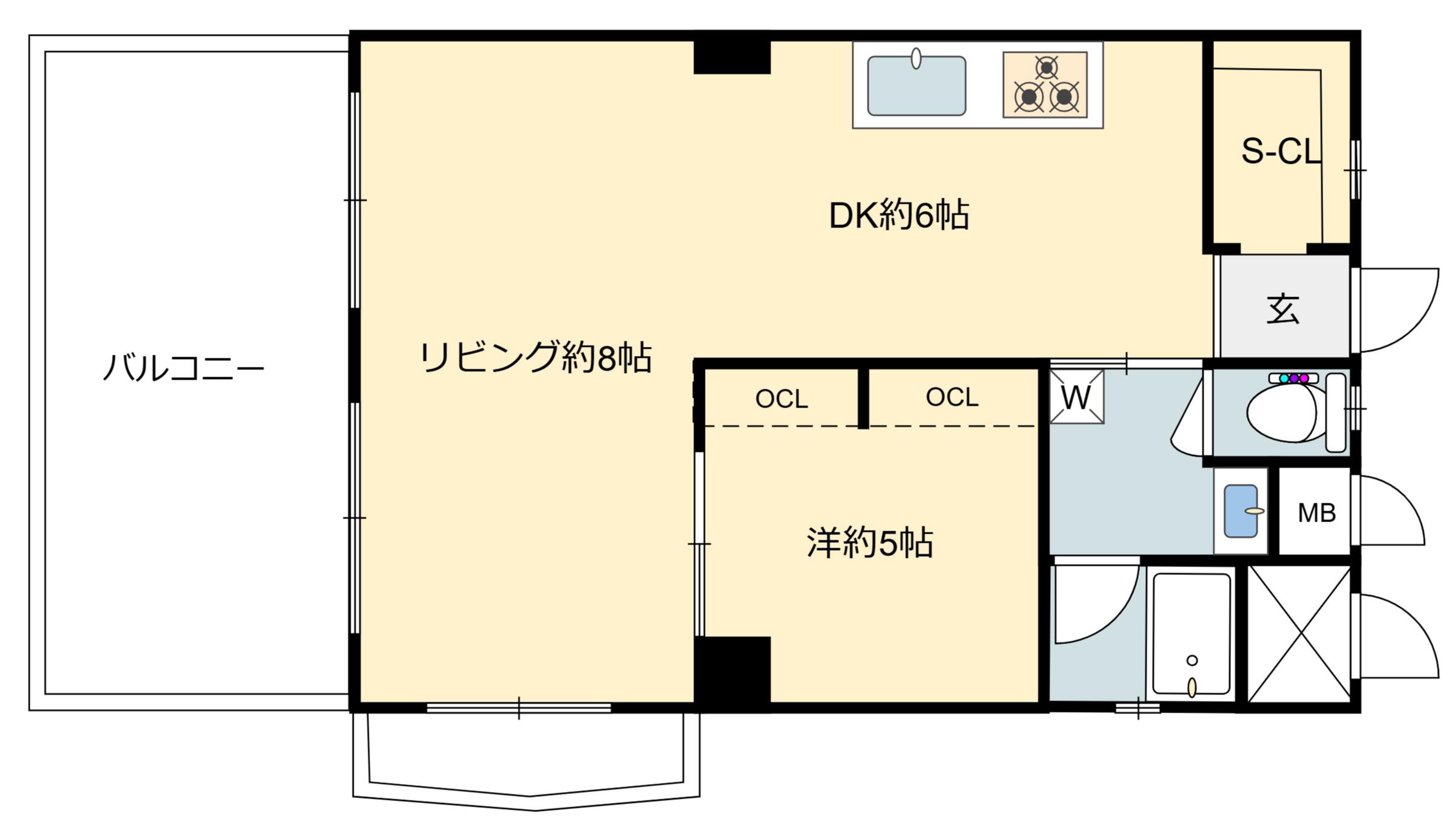 マンション指月(1LDK/3階)の間取り写真