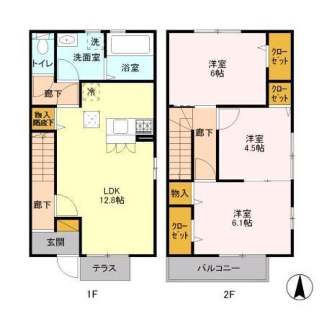 コリーヌA(3LDK/2階)の間取り写真