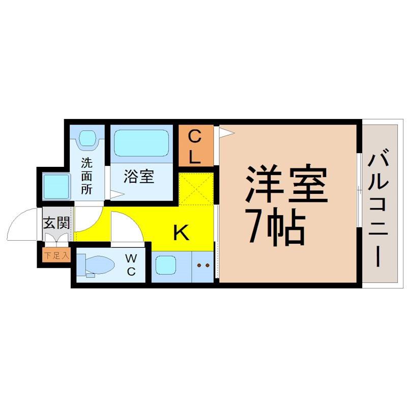スカイコート御器所(1K/4階)の間取り写真