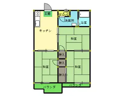 近藤ハイツB(3DK/1階)の間取り写真