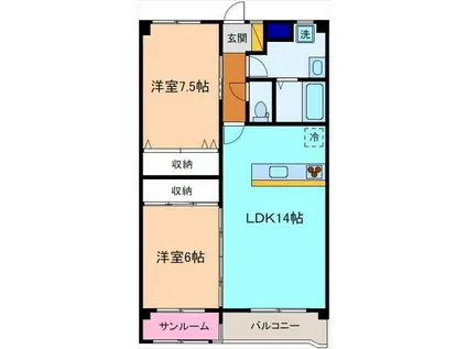 プランドール花里(2LDK/1階)の間取り写真