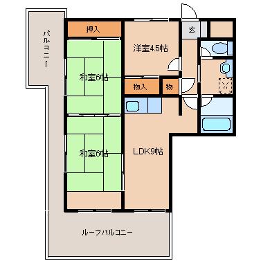 パームハイツ白山(3LDK/5階)の間取り写真
